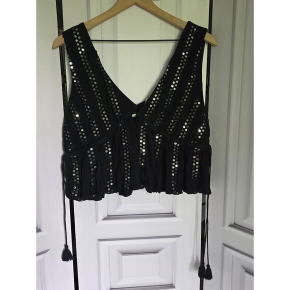 Anthropologie Forever That Girl Sequined V-Neck Tank Top - New - Medium Petite - Picture 6 of 6